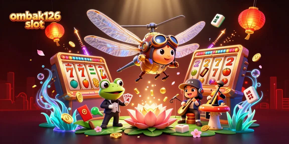 Experience excitement with ombak126 slot in this vibrant 3D casino scene filled with action.
