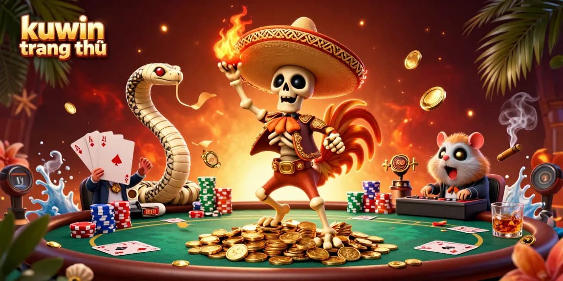 Engage in the exciting world of kuwin trang chủ with vibrant characters celebrating on golden coins, surrounded by immersive gaming elements.