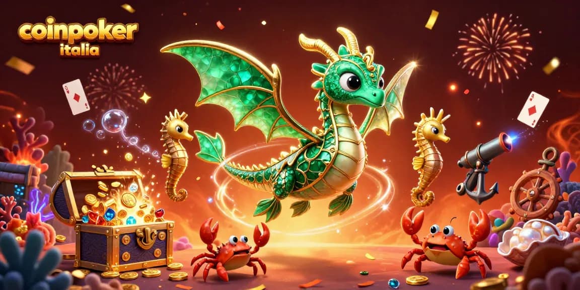 Gioca su coinpoker italia con un drago marino e tesori nel mare.