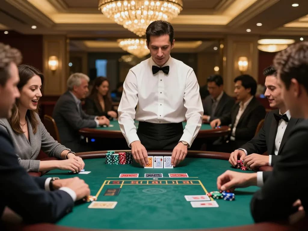 Players strategizing at FAFA 828 blackjack table in a luxurious casino setting