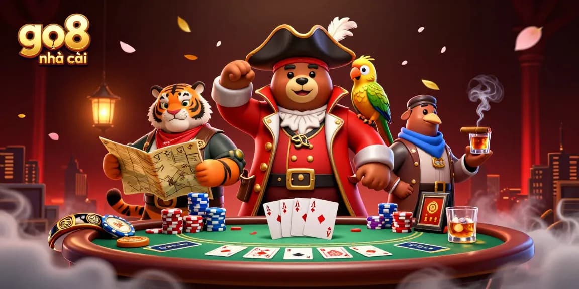 Play at go8 nhà cái and join an action-packed online casino with pirate-themed characters and vibrant visuals.