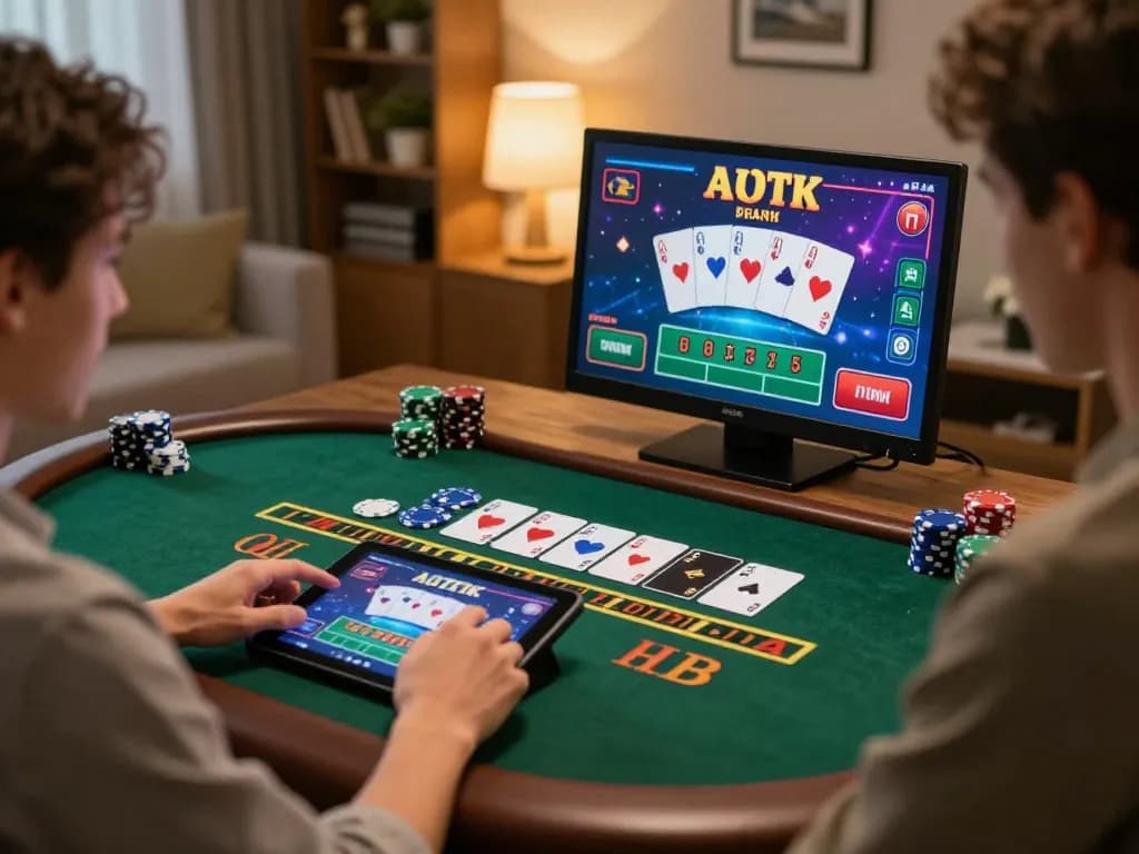Player enjoying an exciting game of blackjack on Fun88 com with dynamic graphics and cozy home atmosphere.