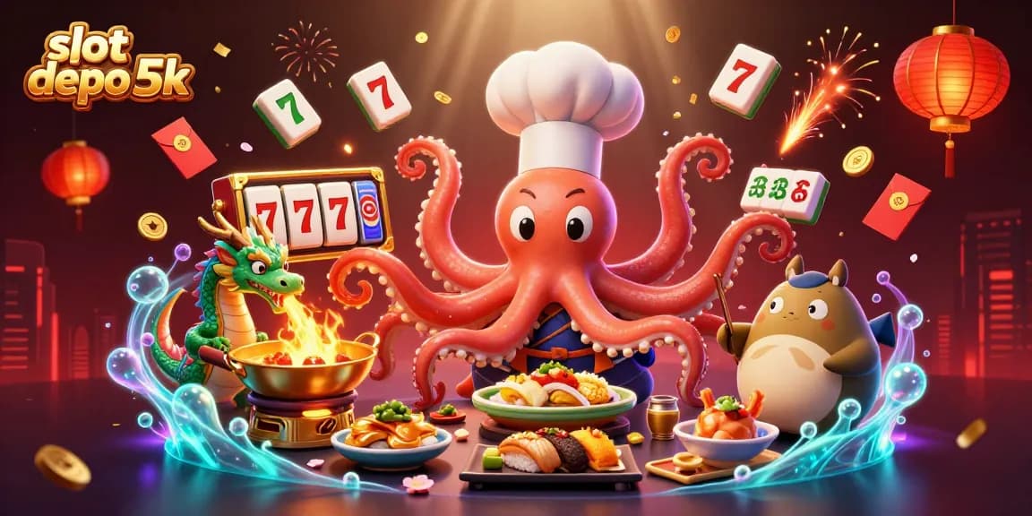 Spin and win with slot depo 5k, showcasing energetic characters and vibrant casino elements!