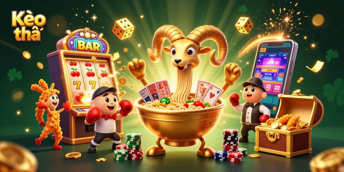 Kèo thẻ đỏ betting strategies visualized with dynamic 3D characters and casino elements.