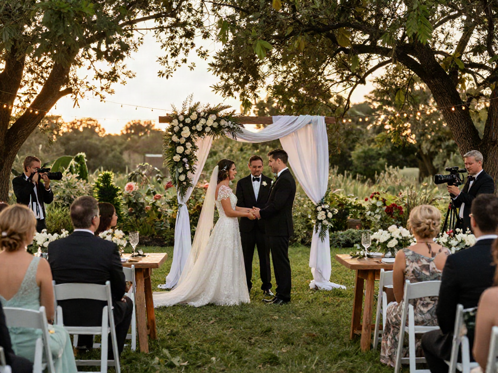 Event furniture rental for beautiful outdoor weddings with elegant seating and decor.