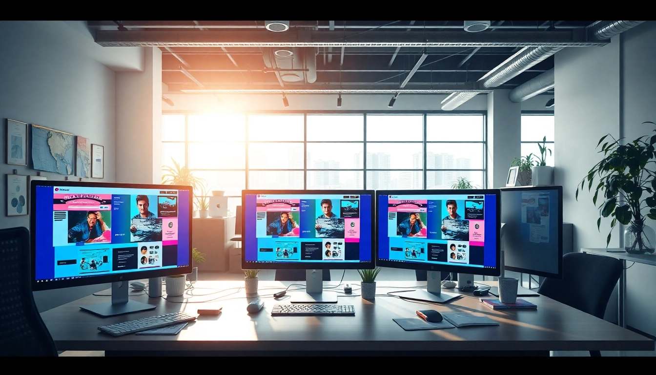 Werbeagentur entwickelt kreative Webdesign-Lösungen in einem modernen Büro.