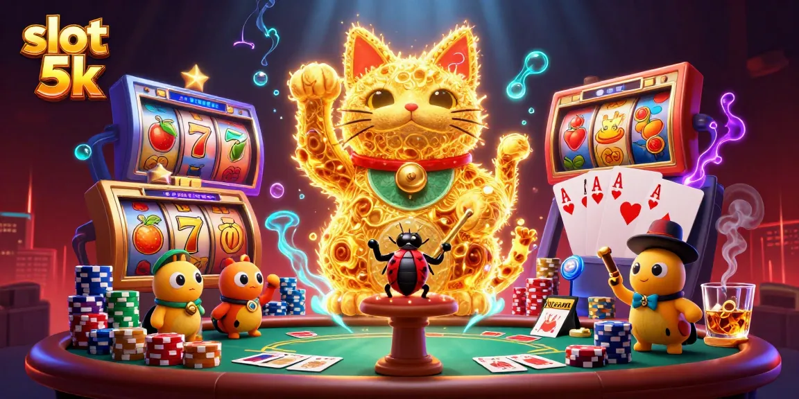 Experience the thrill of winning at slot 5k with this vibrant 3D casino illustration.