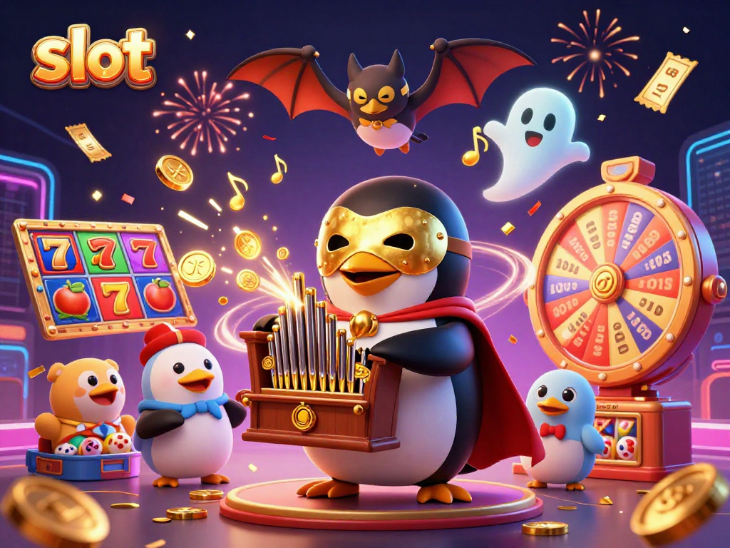 Bermain slot dengan penguin opera, bat akrobat, dan musik emas muncul di udara.