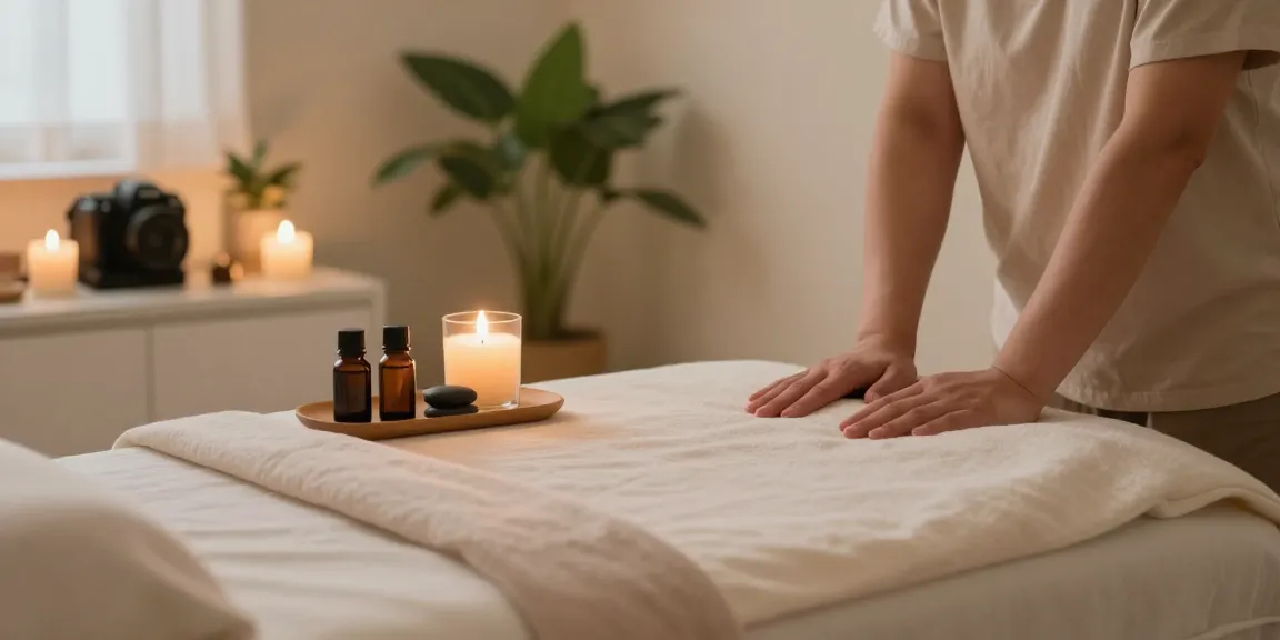 Relaxing 대구마사지 therapy room with soothing atmosphere and essential oils.