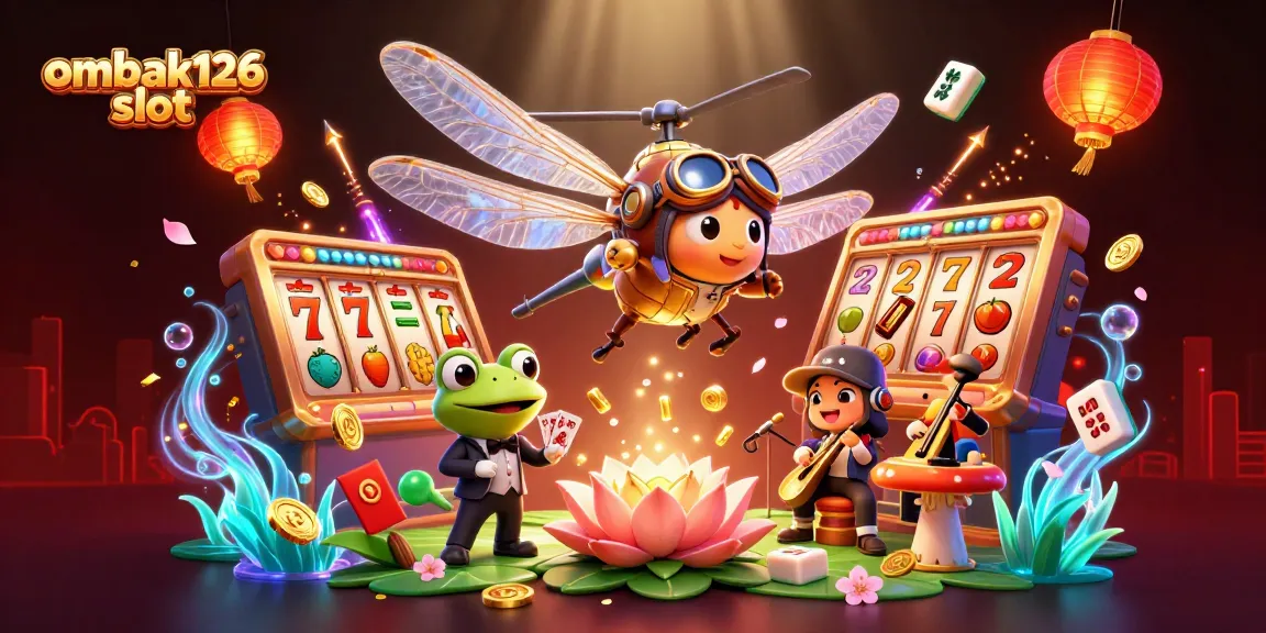 Experience excitement with ombak126 slot in this vibrant 3D casino scene filled with action.