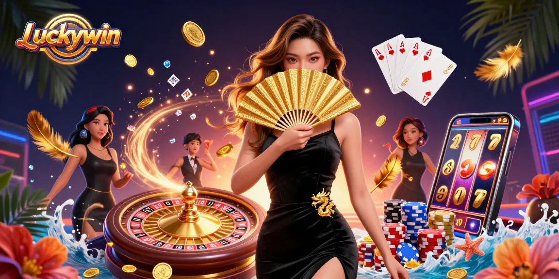 Experience thrilling gameplay with Luckywin, where golden coins and vibrant casino elements light up the scene.