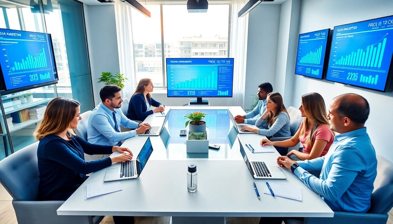 Maximize engagement with the smm reseller panel as professionals strategize in a modern office.