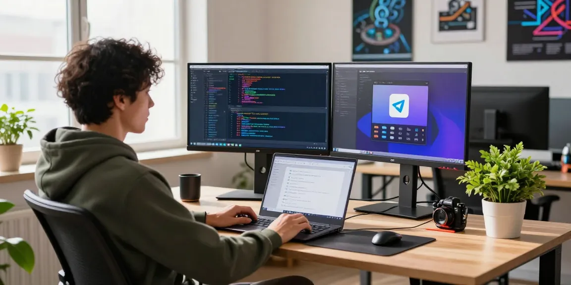 Explore the functionalities of 纸飞机中文版 in a modern tech workspace with coding interfaces.