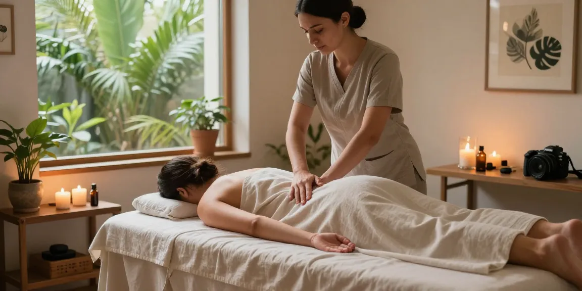 Relaxing Swedish massage in a 1인샵 with calming ambiance and natural light.