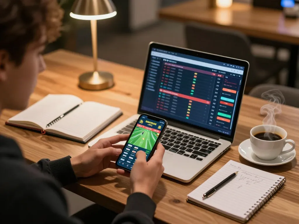 Engaging in online betting on Trang chủ VB88 with smartphone during a cozy session.