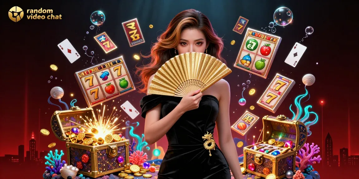 Experience exciting random video chat with vibrant slot reels and stunning visuals in this engaging scene.