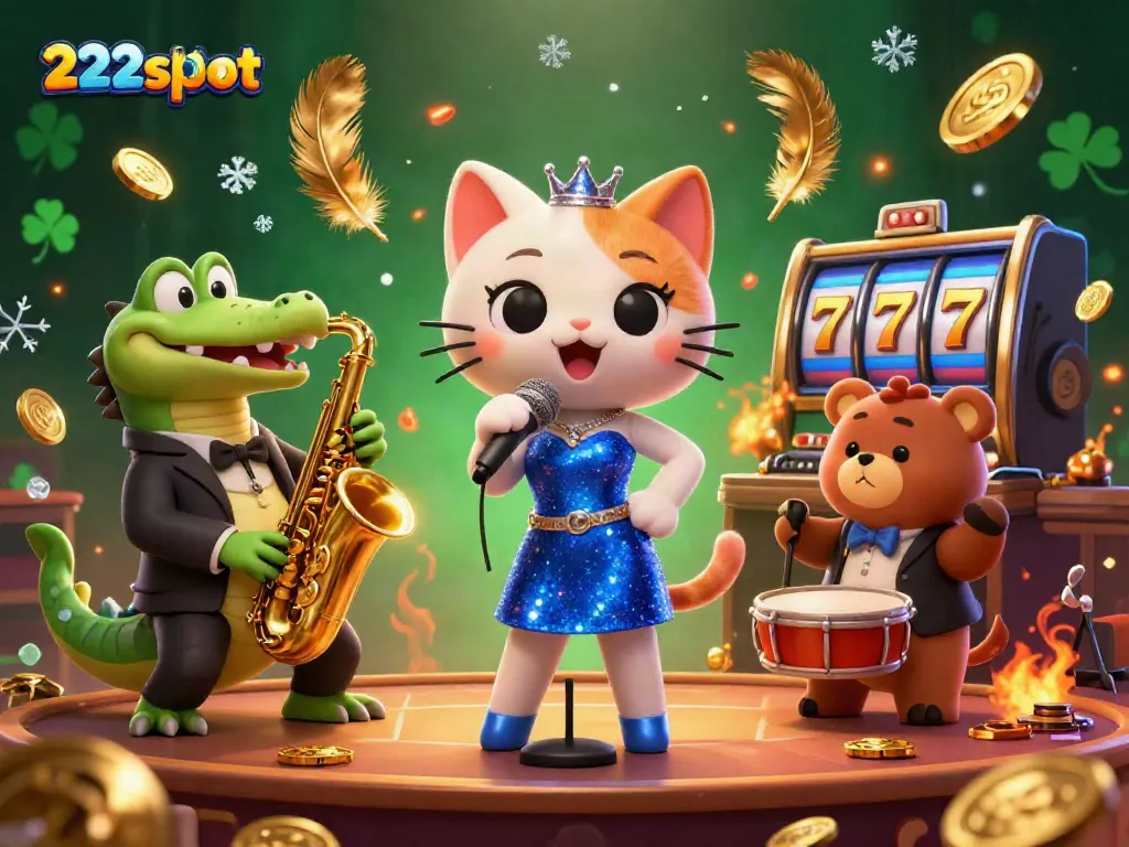 Rasakan keseruan bermain slot 222slot dengan karakter menarik dalam suasana kasino yang penuh warna.