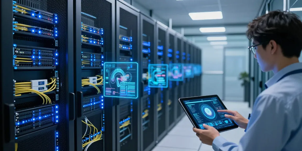 Waygrid API infrastructure management in a modern data center, showcasing cloud computing and cybersecurity solutions.