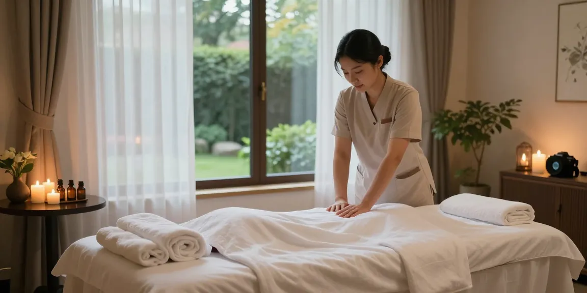 Swedish massage therapy room with soothing ambiance and essential oils.
