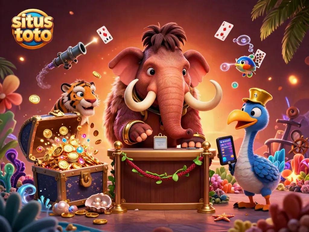Experience excitement at situs toto with a vibrant 3D casino scene featuring iconic characters.