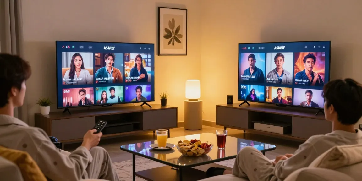 situs film jav terbaru streaming scene at home, person relaxed browsing movies on TV with snacks