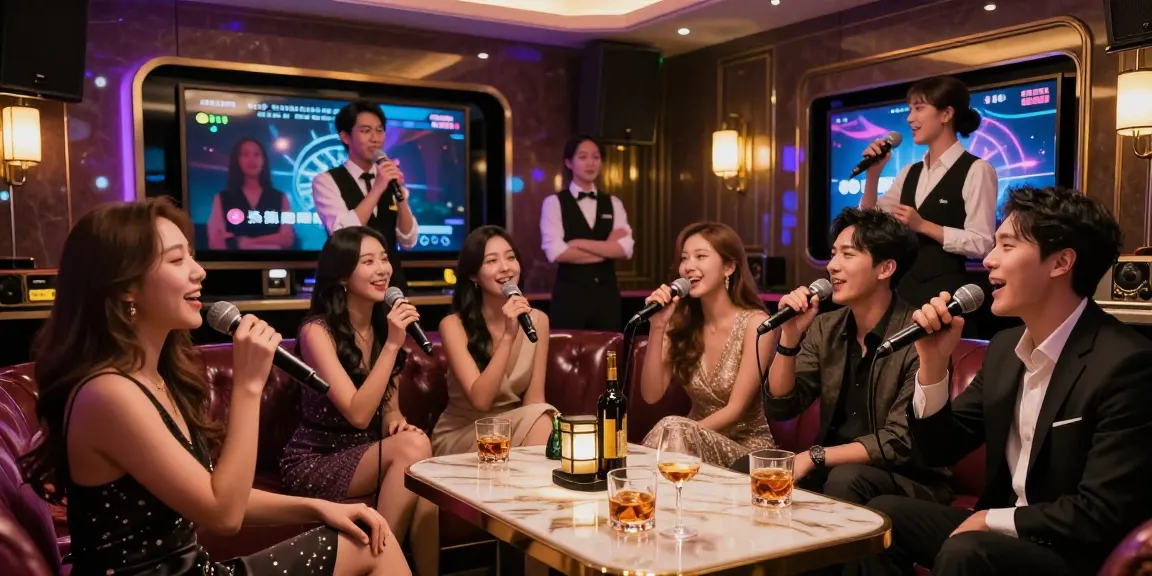 Enjoying the vibrant atmosphere of 강남가라오케 with friends, premium drinks, and professional service in a luxurious private room.