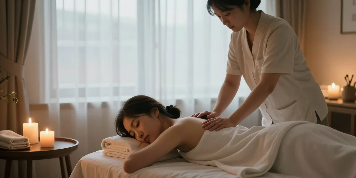 Enjoying a soothing 서울출장안마 massage in a cozy home setting.