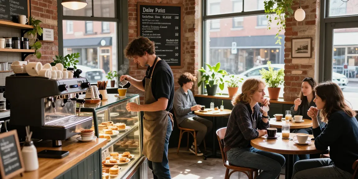 Barista crafting latte art in a cozy café showcasing https://forumup.org/shop/search.php?ca_id=&addr1=&addr2=&addr3=&schKeyword, with patrons enjoying their drinks.
