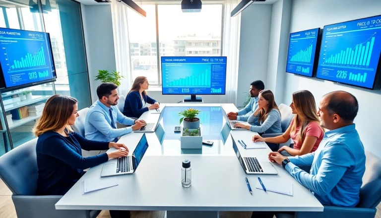 Maximize engagement with the smm reseller panel as professionals strategize in a modern office.