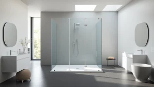Admire the exquisite paroi de douche 150x200 avec verre clair moderne.