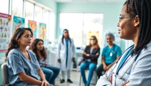 Engaging scene of health consultations highlighting vital health discussions in a clinic.