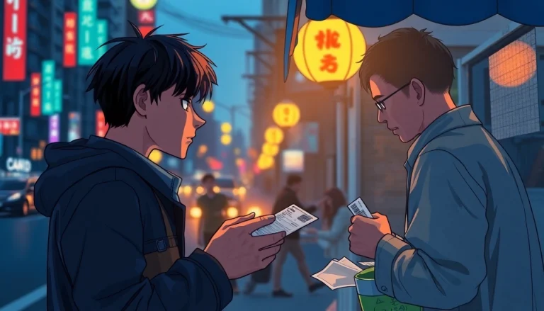 카드깡을 통해 현금을 주고받는 장면을 표현한 일러스트입니다.