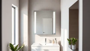 Erwerben Sie einen modernen spiegelschrank led mit elegantem Design und integrierter Beleuchtung.