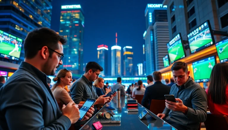 Engage with sports betting sites India at an outdoor bar, highlighting mobile betting excitement for enthusiastic gamers.