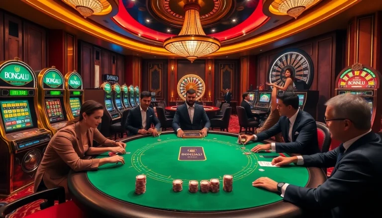 Bongdalu enhances the excitement of casino gaming with poker tables and vibrant slot machines.