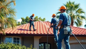 Roof cleaning service in Kissimmee, FL, showcasing professionals restoring a home's roof.