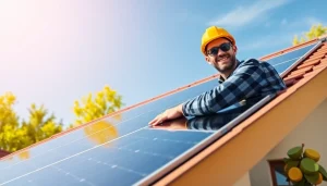 Solar Installers Near Me fitting solar panels on a vibrant home, showcasing professional energy solutions.