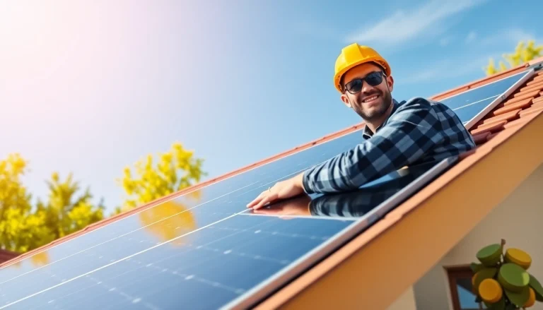 Solar Installers Near Me fitting solar panels on a vibrant home, showcasing professional energy solutions.