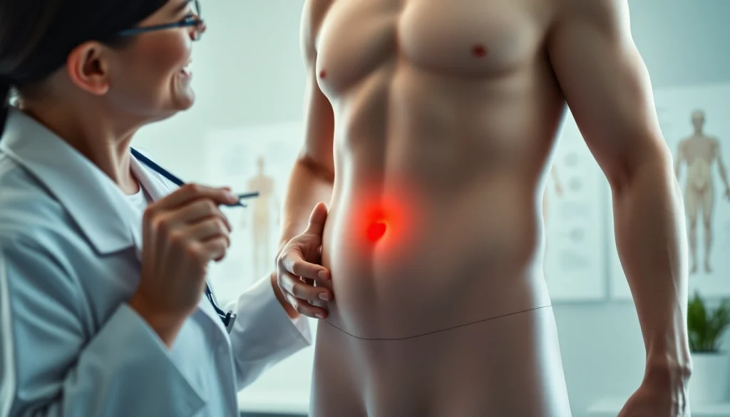 Health professional explains visceral fat with a human silhouette analysis, emphasizing body composition.