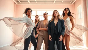 Showcase stunning Rivelle fashion pieces on professional models in a bright studio.