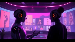 Engaging scene of an AI character interacting in an NSFW context, highlighting innovative design and technology trends.