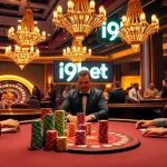 Engage in a thrilling poker game at i9bet's luxurious table, showcasing excitement and strategy.