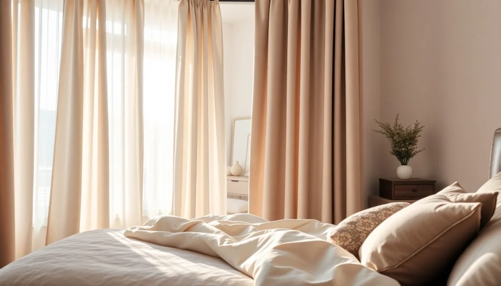 Creëer een rustige slaapkamer met verduisterende gordijnen die licht blokkeren en warmte isoleren.