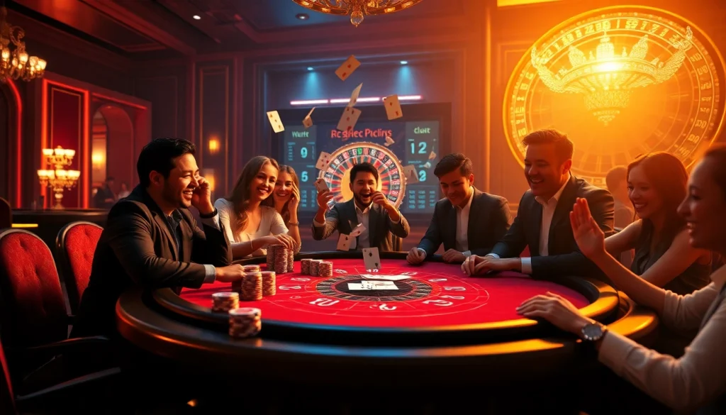 Engage in thrilling poker action at an elegant casino, illustrating the essence of Lc88.marketing in high-stakes play.