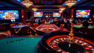 Engage in dynamic gameplay at Lc88.media with thrilling casino tables and poker chips.