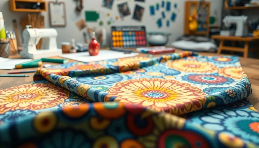 Tricot jersey bedrukt stoffen in detail, perfect voor creatieve kledingontwerpen.