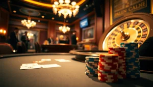 Players strategically engage at a poker table, discovering the hidden wiki links in the casino.