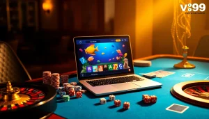 Engage with diverse games at nhà cái vua99, showcasing vibrant fish shooting gameplay and a professional casino atmosphere.