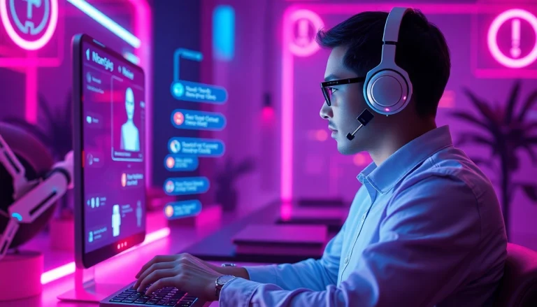 Engaging NSFW AI chatbot interaction with a vibrant digital interface and playful atmosphere.