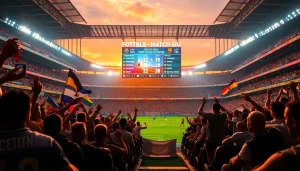 Exciting fans celebrate the latest บานผลบอล during a live soccer match in the stadium.